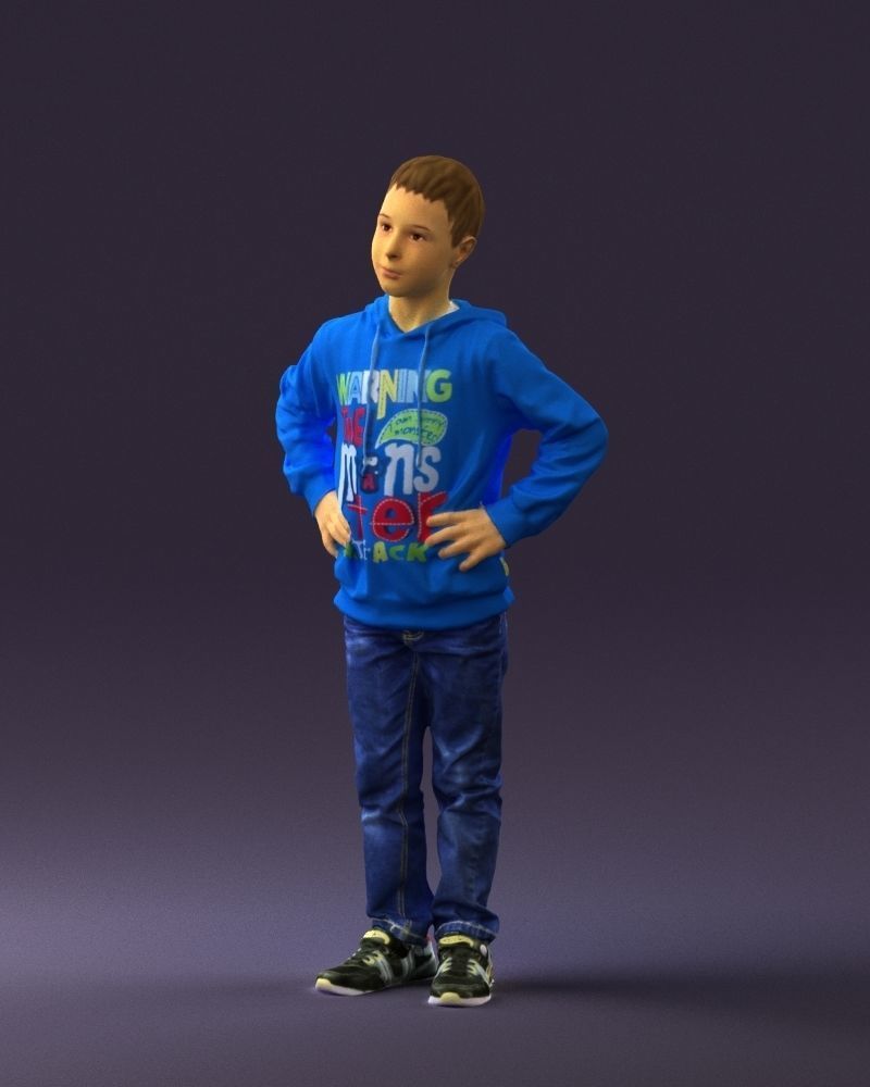 Boy in blue hoodie jeans 0440 3D Print Ready 3D print model_27