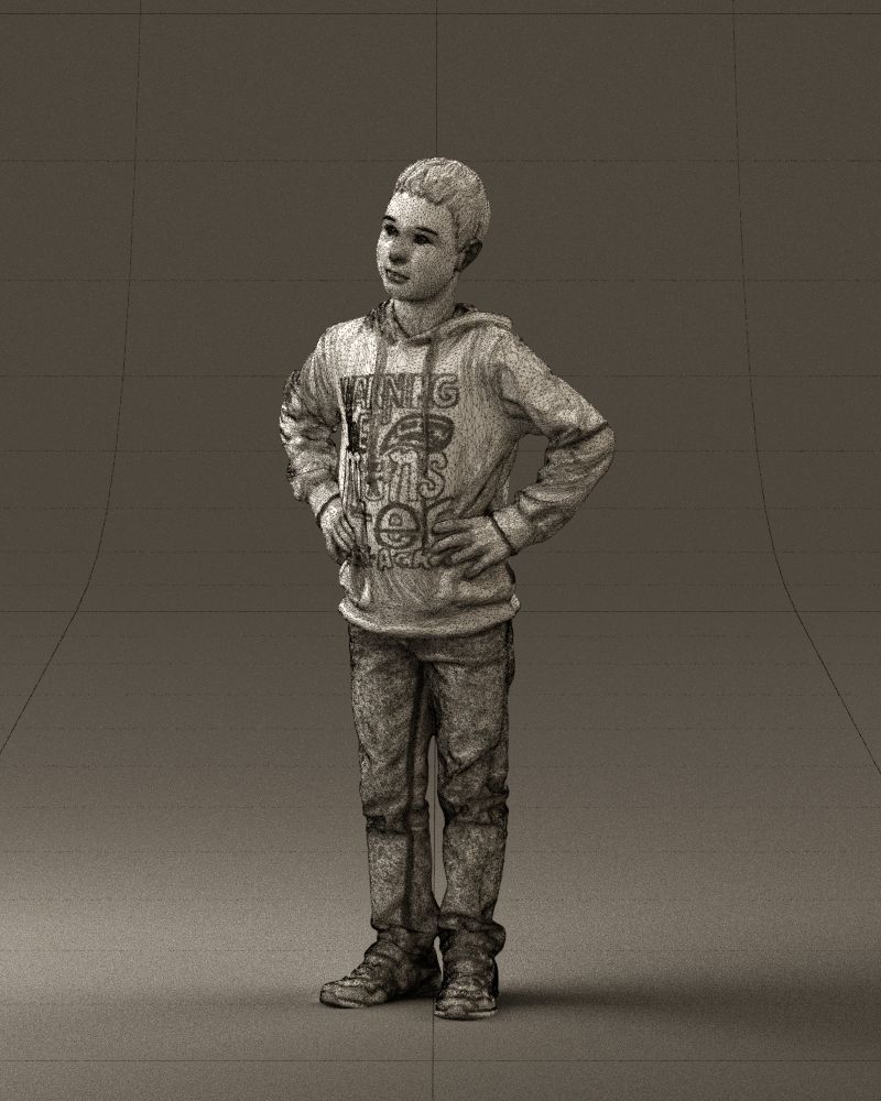 Boy in blue hoodie jeans 0440 3D Print Ready 3D print model_29