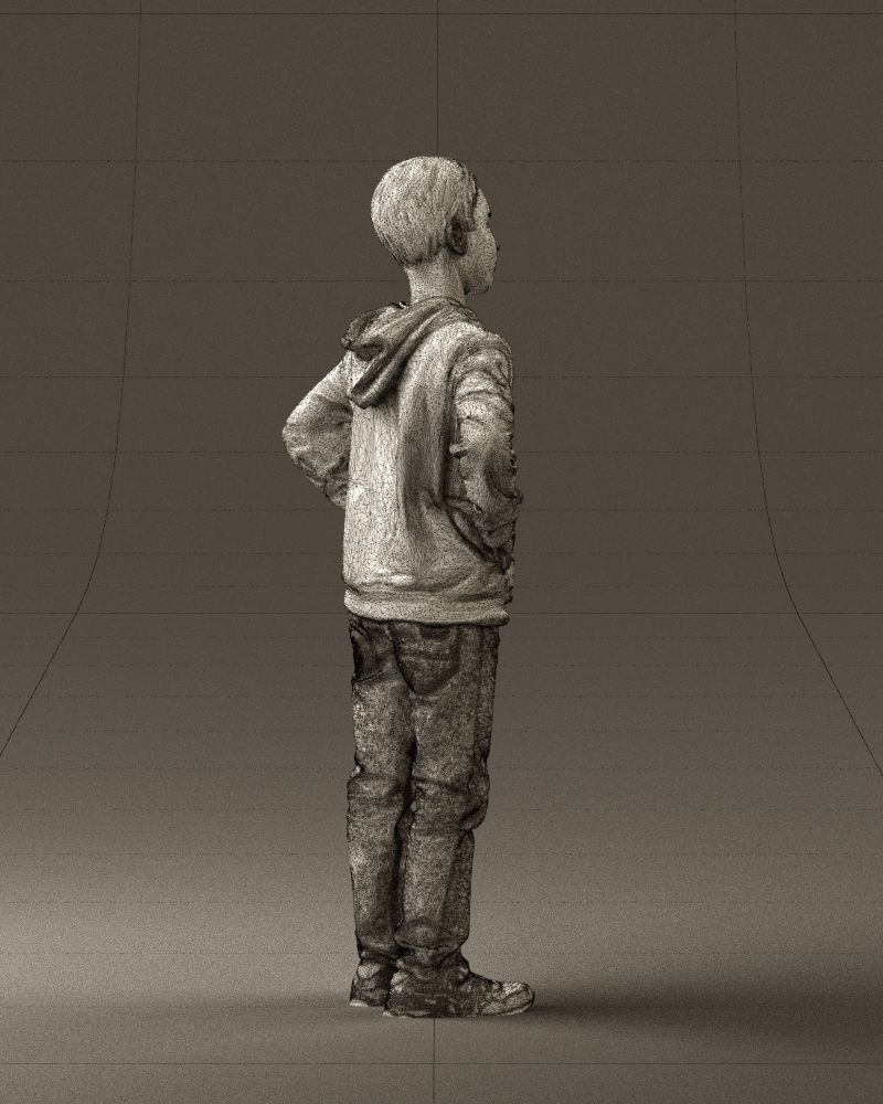 Boy in blue hoodie jeans 0440 3D Print Ready 3D print model_14