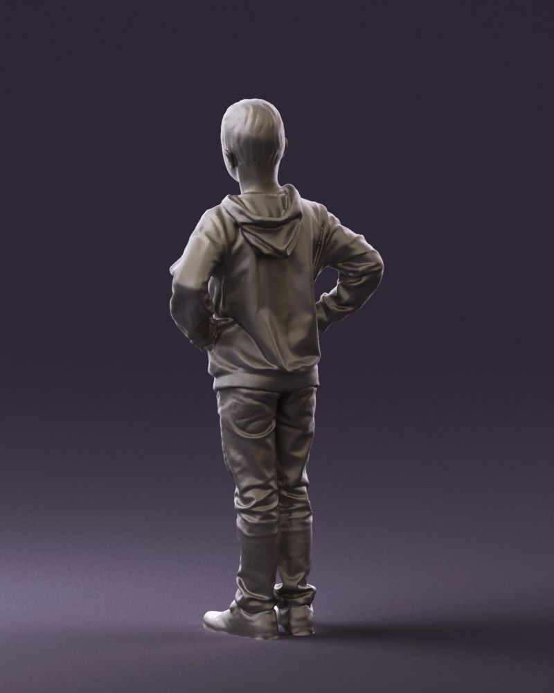 Boy in blue hoodie jeans 0440 3D Print Ready 3D print model_19