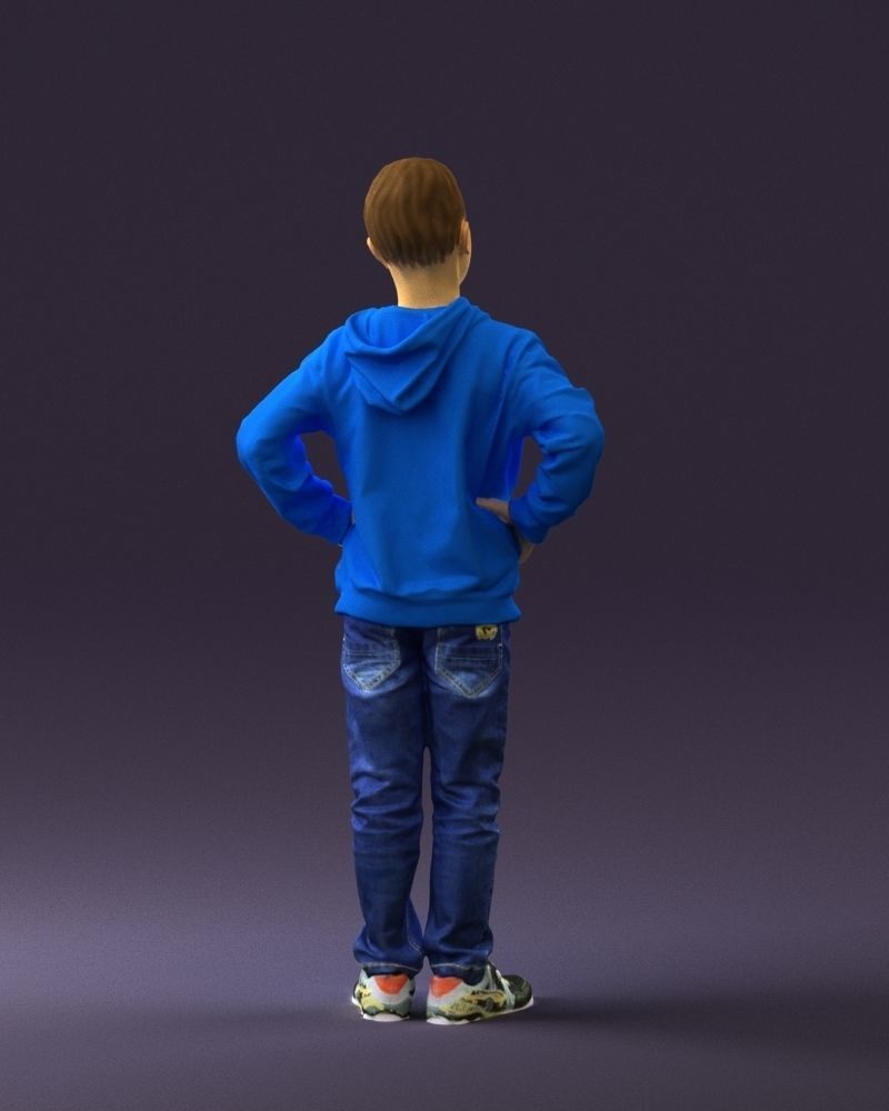 Boy in blue hoodie jeans 0440 3D Print Ready 3D print model_15