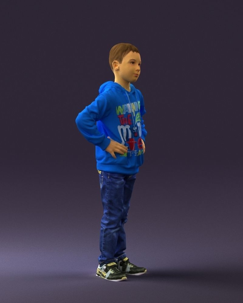 Boy in blue hoodie jeans 0440 3D Print Ready 3D print model_6