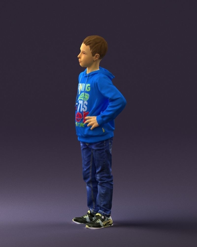 Boy in blue hoodie jeans 0440 3D Print Ready 3D print model_24