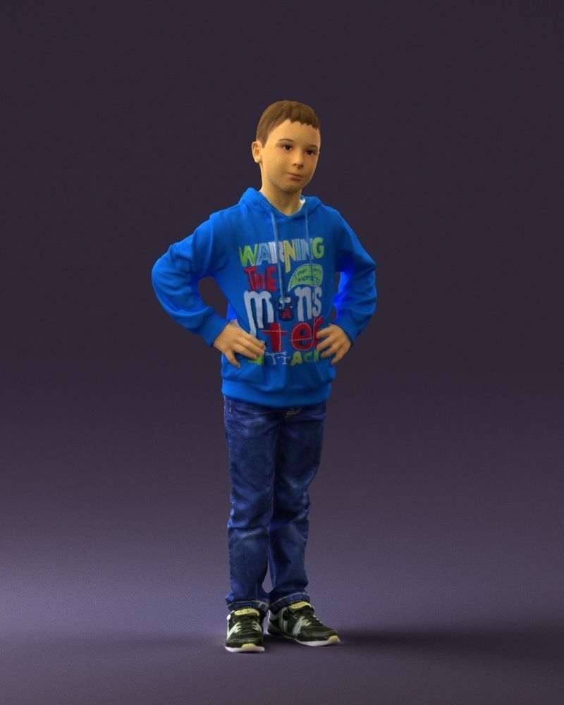 Boy in blue hoodie jeans 0440 3D Print Ready 3D print model_33