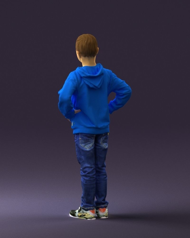Boy in blue hoodie jeans 0440 3D Print Ready 3D print model_18