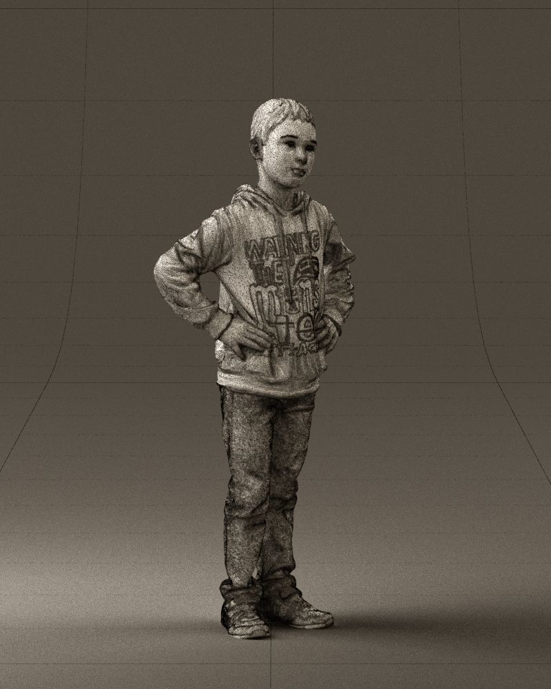 Boy in blue hoodie jeans 0440 3D Print Ready 3D print model_5
