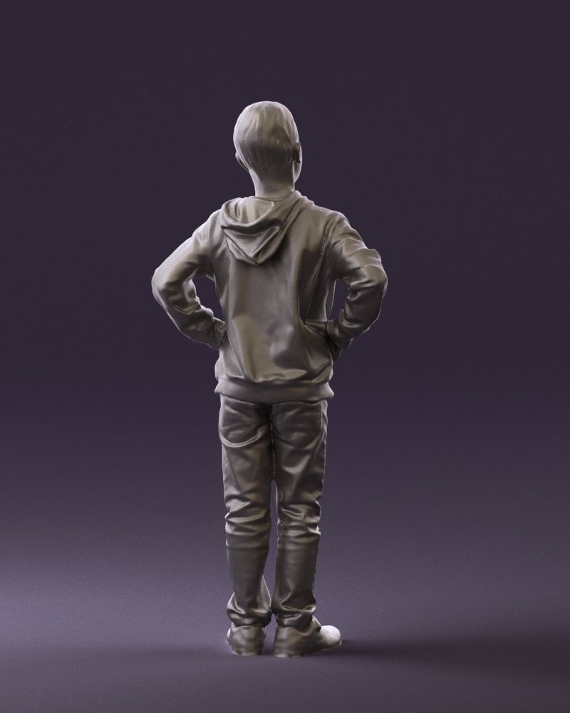 Boy in blue hoodie jeans 0440 3D Print Ready 3D print model_16