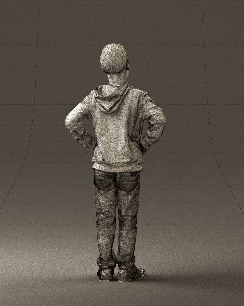 Boy in blue hoodie jeans 0440 3D Print Ready 3D print model_17