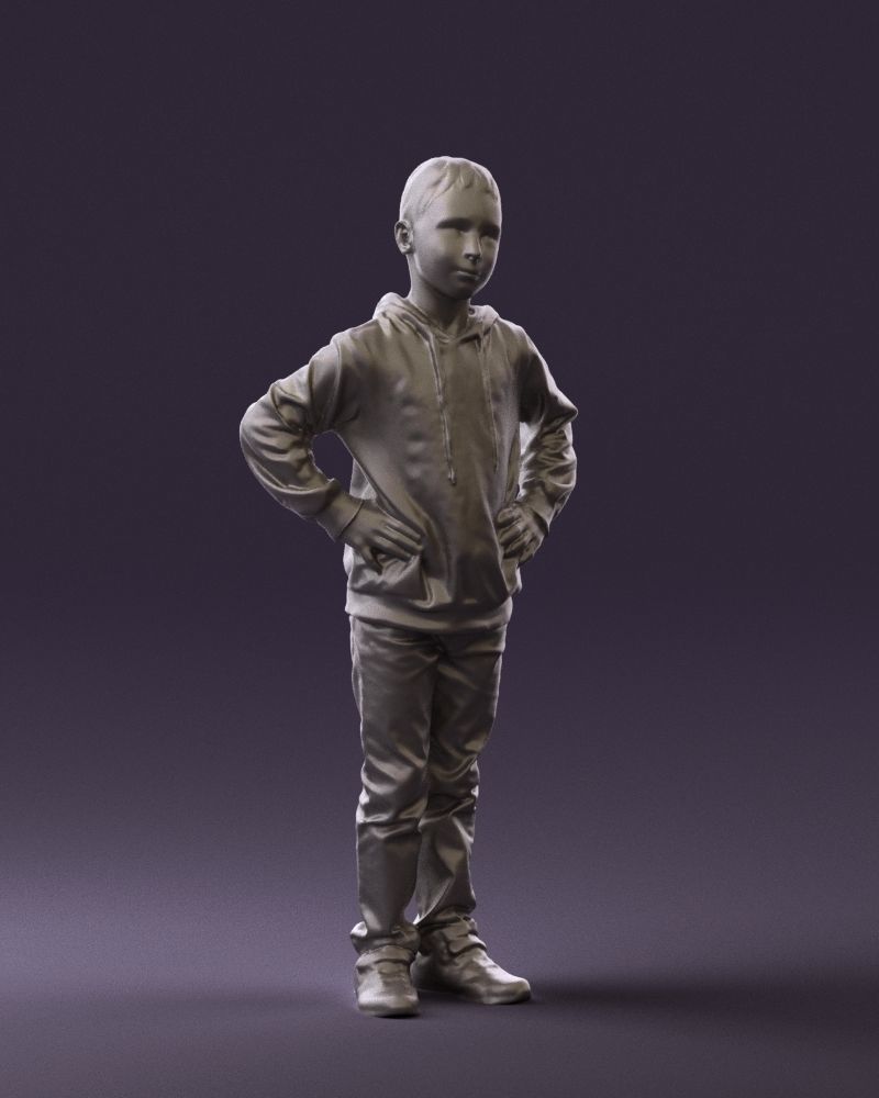 Boy in blue hoodie jeans 0440 3D Print Ready 3D print model_37