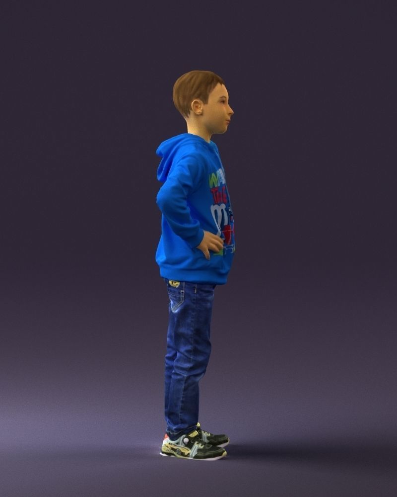 Boy in blue hoodie jeans 0440 3D Print Ready 3D print model_9