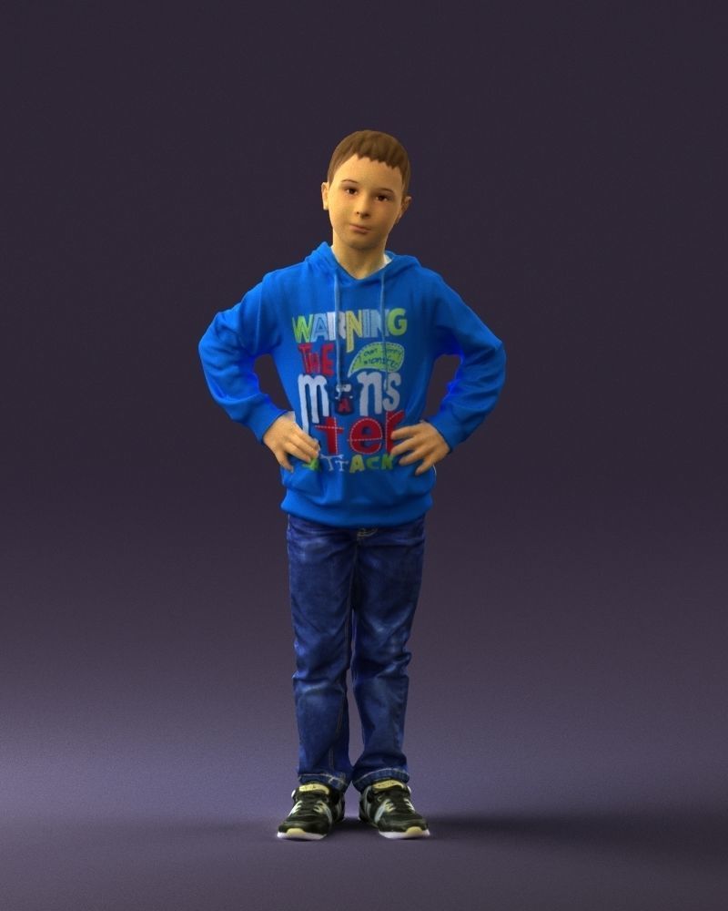 Boy in blue hoodie jeans 0440 3D Print Ready 3D print model_30