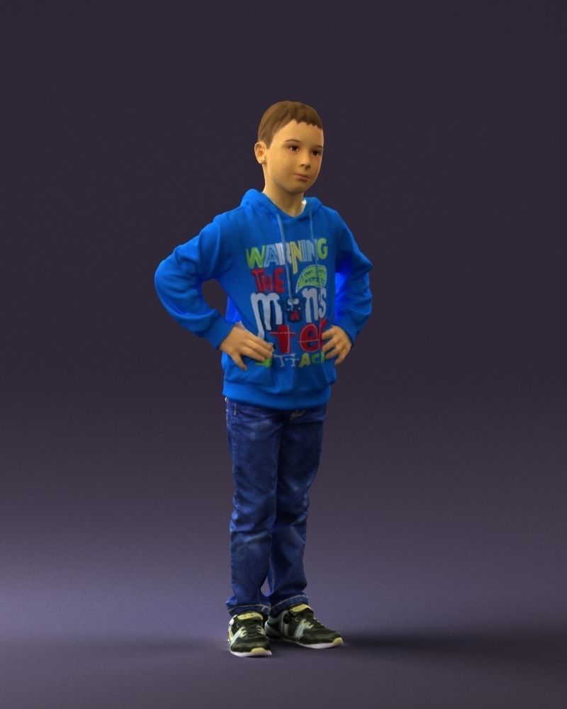 Boy in blue hoodie jeans 0440 3D Print Ready 3D print model_36