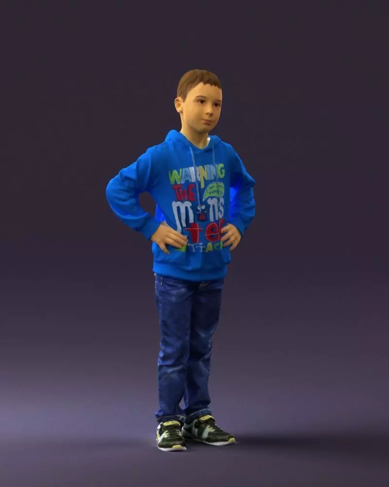 Boy in blue hoodie jeans 0440 3D Print Ready 3D print model_0