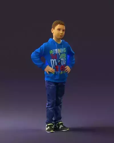 Boy in blue hoodie jeans 0440 3D Print Ready