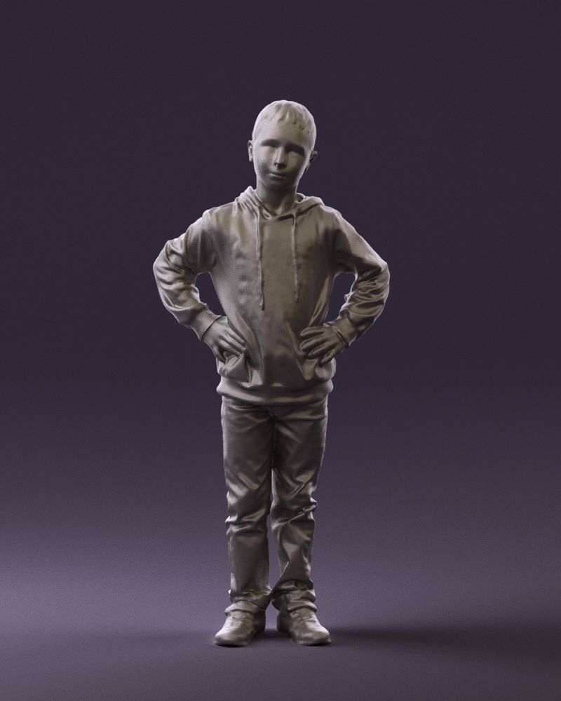 Boy in blue hoodie jeans 0440 3D Print Ready 3D print model_31