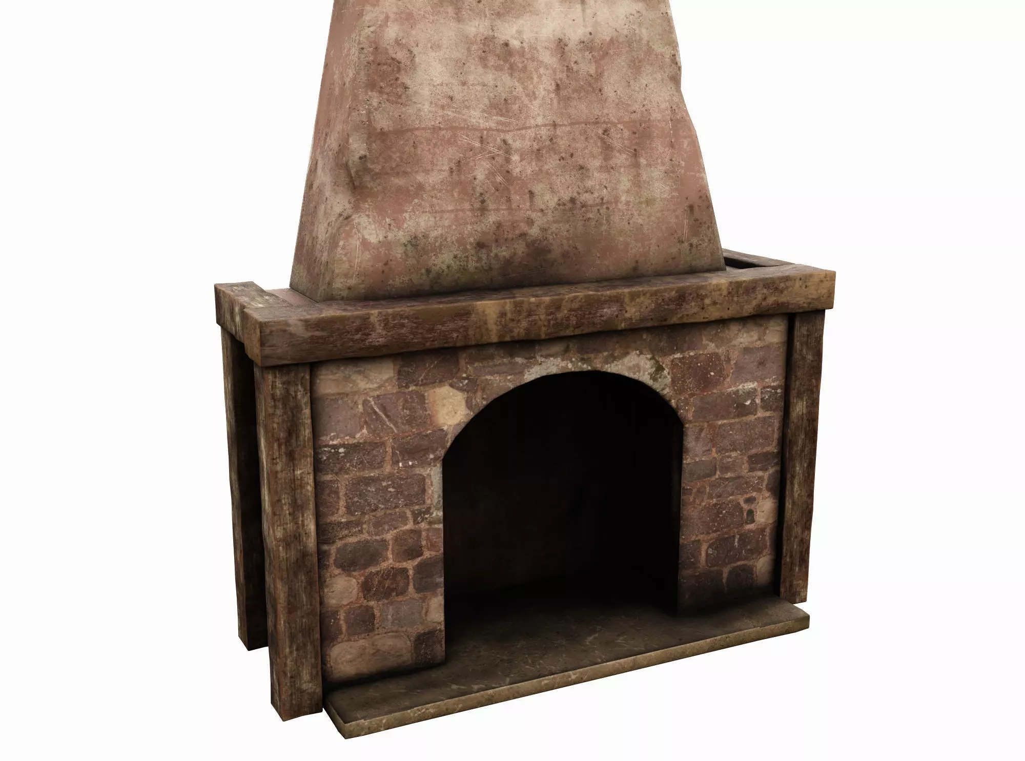 Medieval Fireplace Low-poly 3D model_0