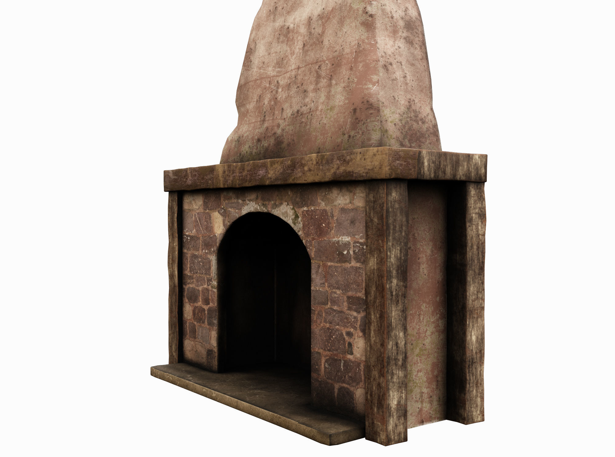 Medieval Fireplace Low-poly 3D model_3