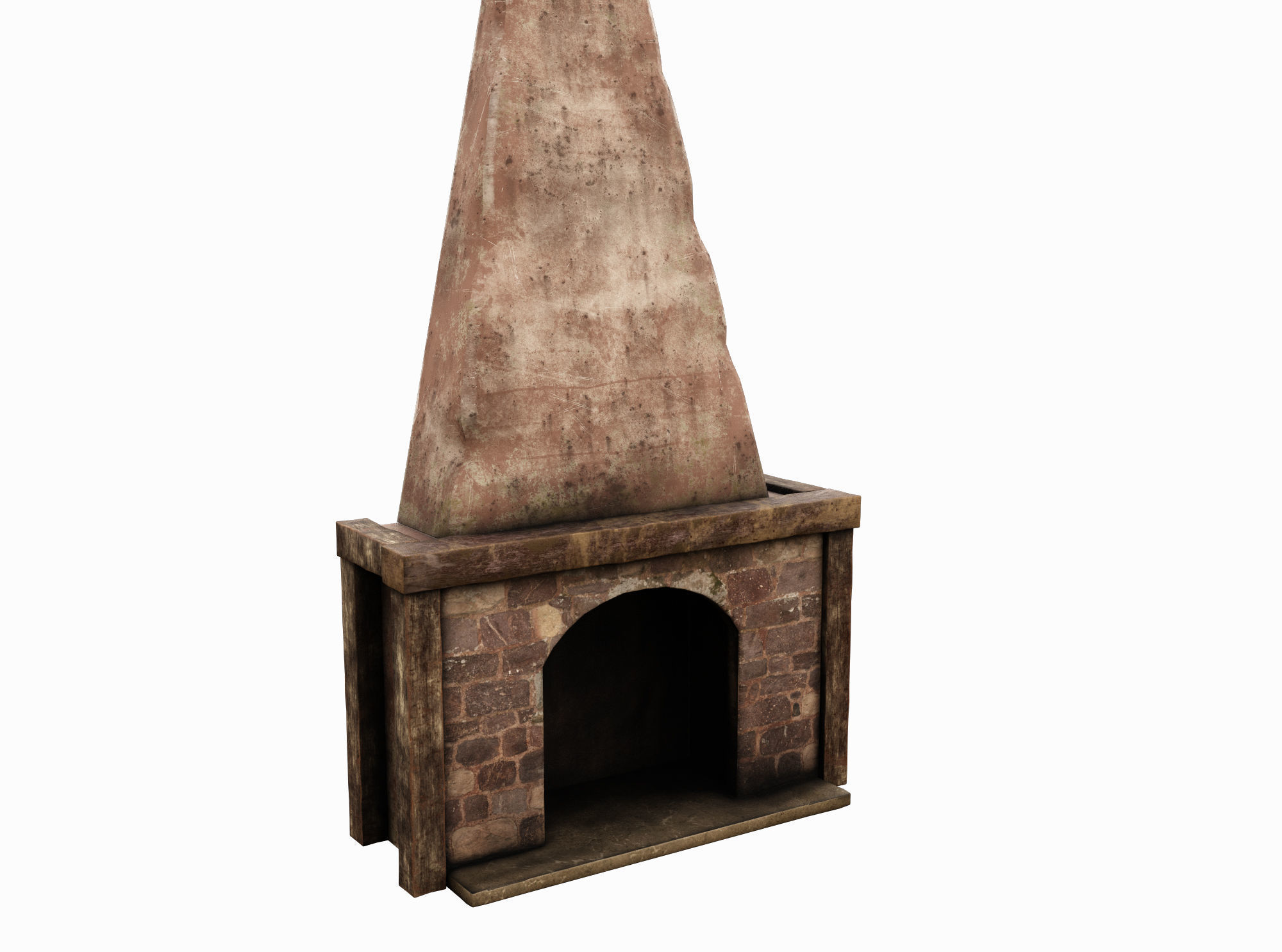 Medieval Fireplace Low-poly 3D model_2