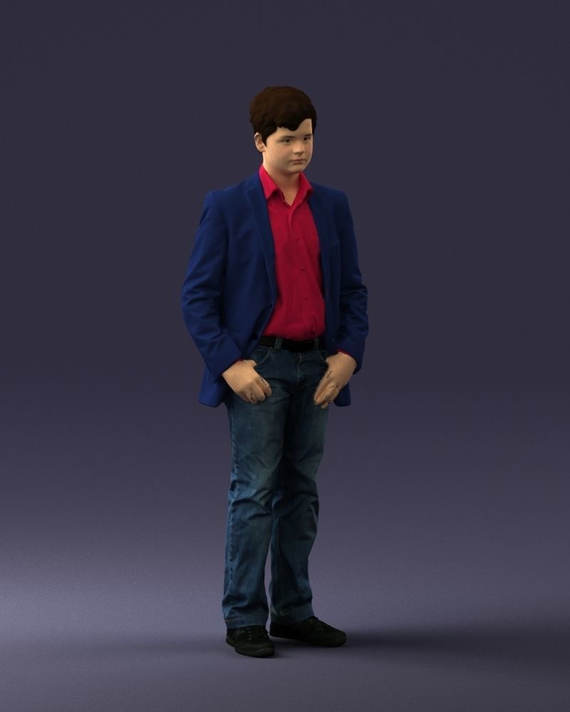 Boy in blue jacket 0080 3D Print Ready 3D print model_6