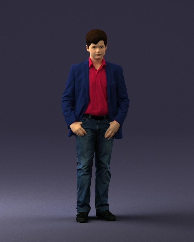 Boy in blue jacket 0080 3D Print Ready 3D print model_3