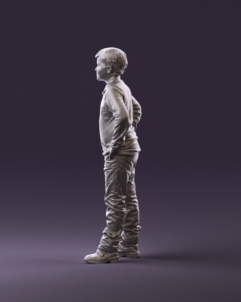 Boy in red blue polo hands on hips 0911 3D Print Ready 3D print model_8