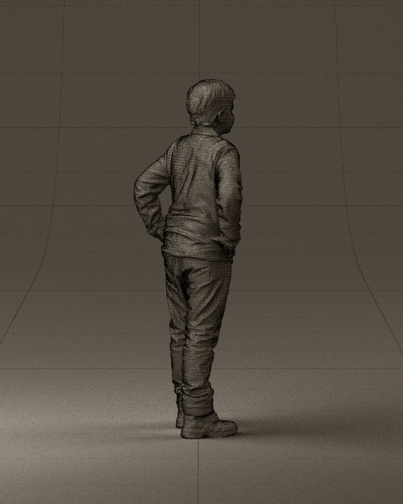 Boy in red blue polo hands on hips 0911 3D Print Ready 3D print model_29