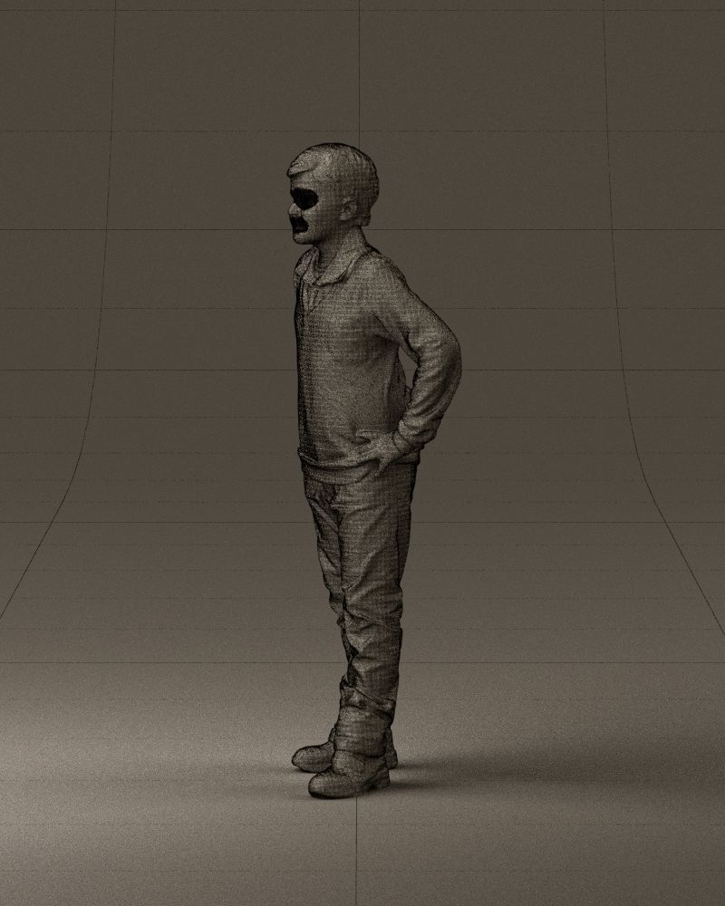 Boy in red blue polo hands on hips 0911 3D Print Ready 3D print model_33