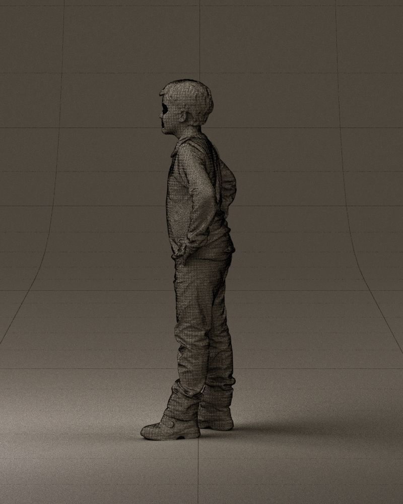 Boy in red blue polo hands on hips 0911 3D Print Ready 3D print model_32