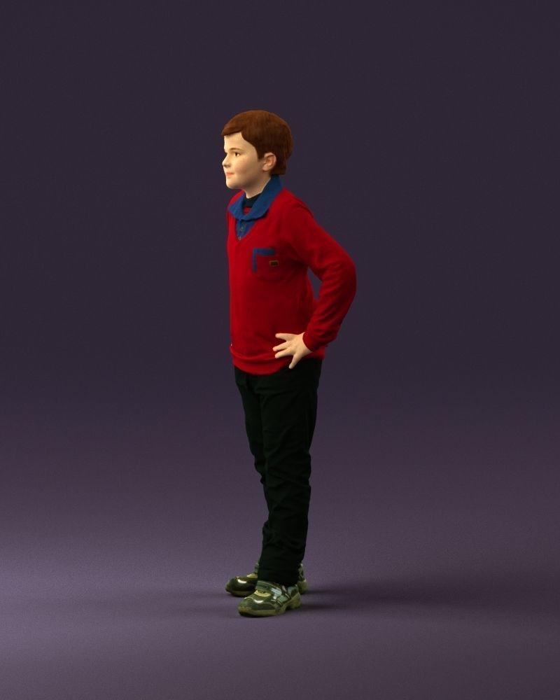 Boy in red blue polo hands on hips 0911 3D Print Ready 3D print model_21