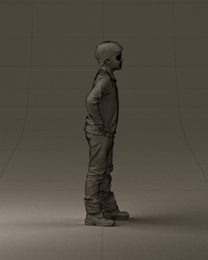 Boy in red blue polo hands on hips 0911 3D Print Ready 3D print model_28