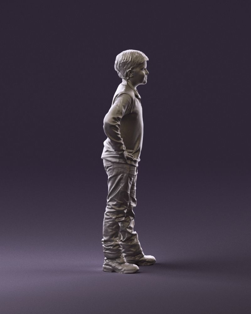 Boy in red blue polo hands on hips 0911 3D Print Ready 3D print model_4