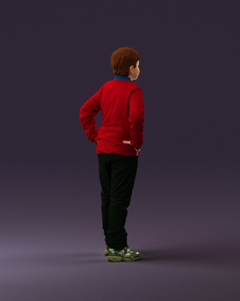Boy in red blue polo hands on hips 0911 3D Print Ready 3D print model_17