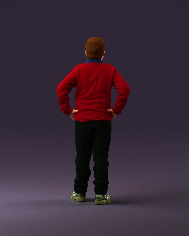 Boy in red blue polo hands on hips 0911 3D Print Ready 3D print model_18