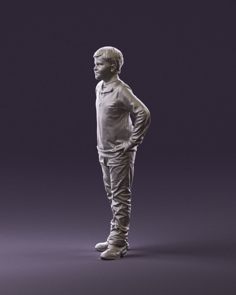 Boy in red blue polo hands on hips 0911 3D Print Ready 3D print model_9