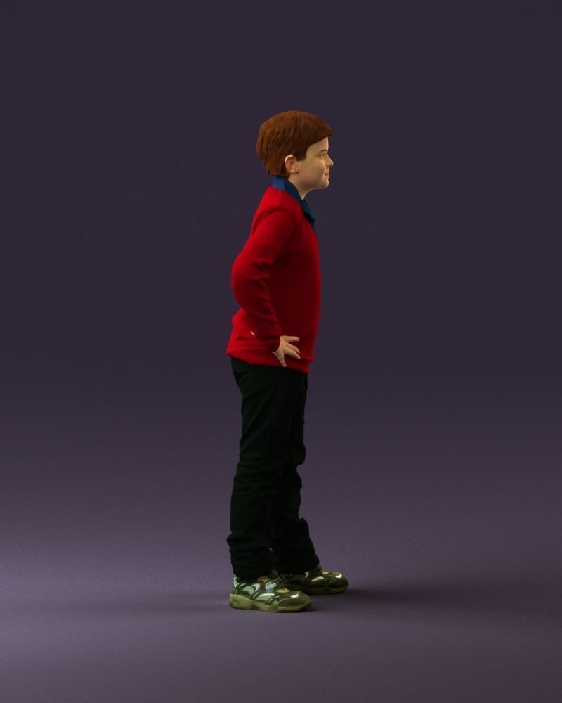 Boy in red blue polo hands on hips 0911 3D Print Ready 3D print model_16