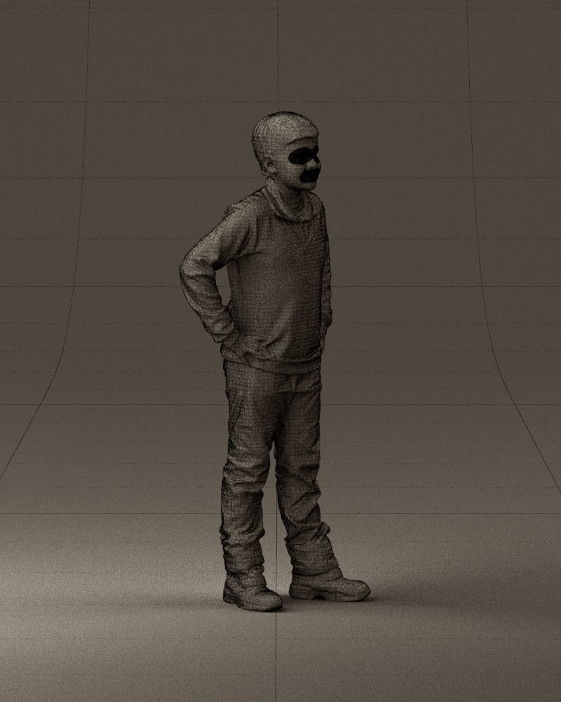 Boy in red blue polo hands on hips 0911 3D Print Ready 3D print model_27