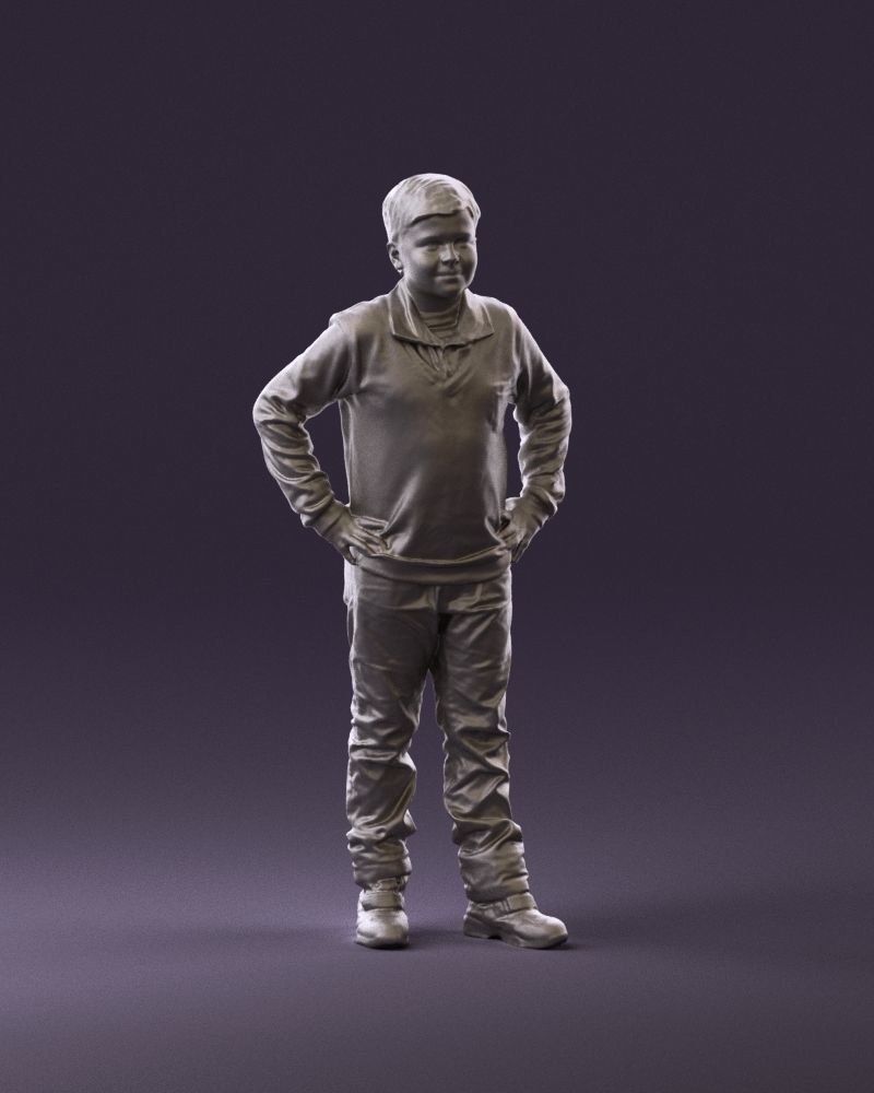 Boy in red blue polo hands on hips 0911 3D Print Ready 3D print model_2