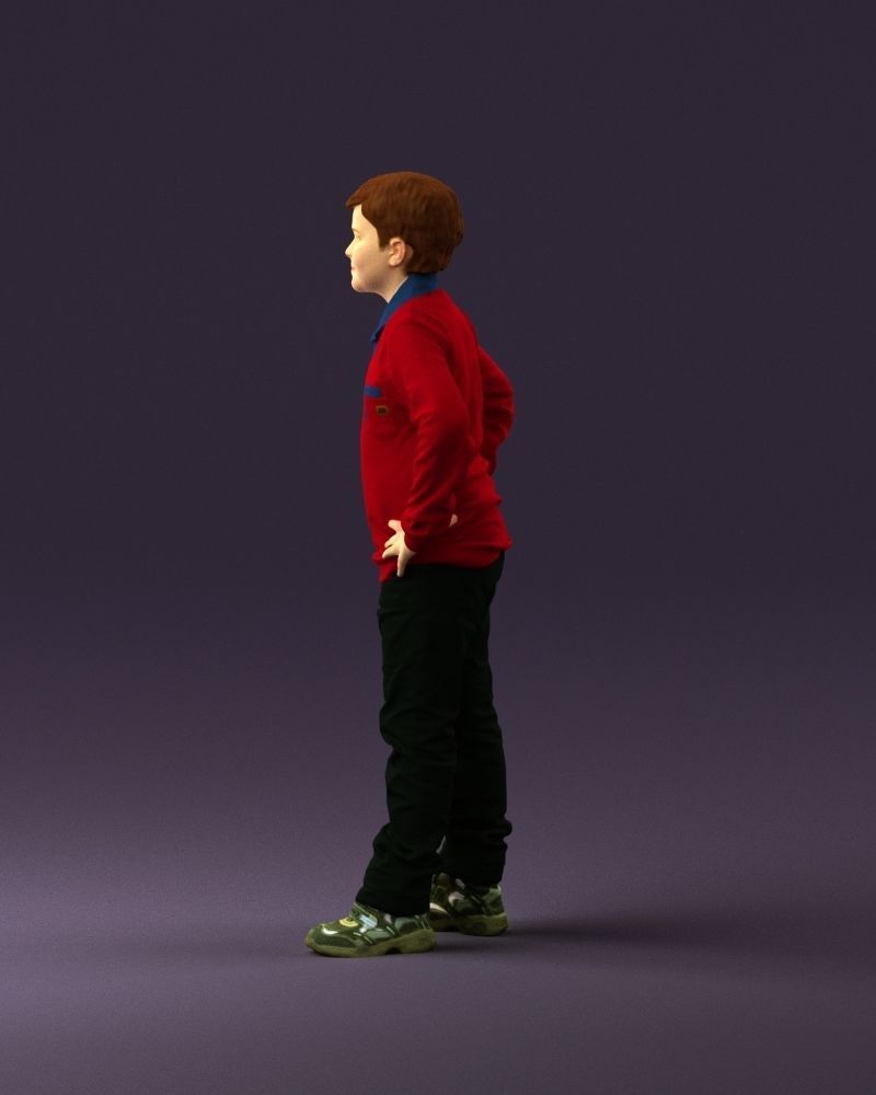 Boy in red blue polo hands on hips 0911 3D Print Ready 3D print model_20
