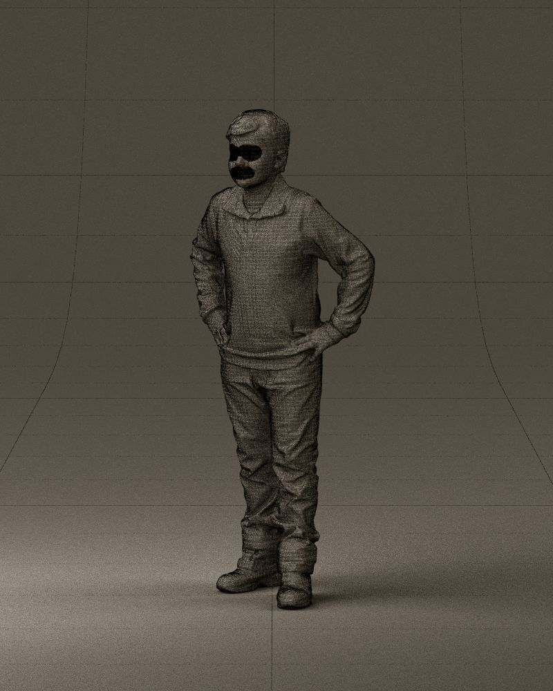 Boy in red blue polo hands on hips 0911 3D Print Ready 3D print model_34