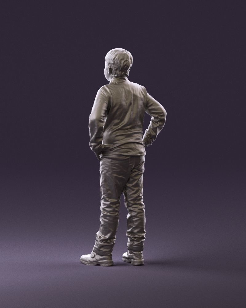 Boy in red blue polo hands on hips 0911 3D Print Ready 3D print model_7