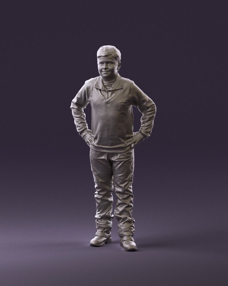 Boy in red blue polo hands on hips 0911 3D Print Ready 3D print model_11