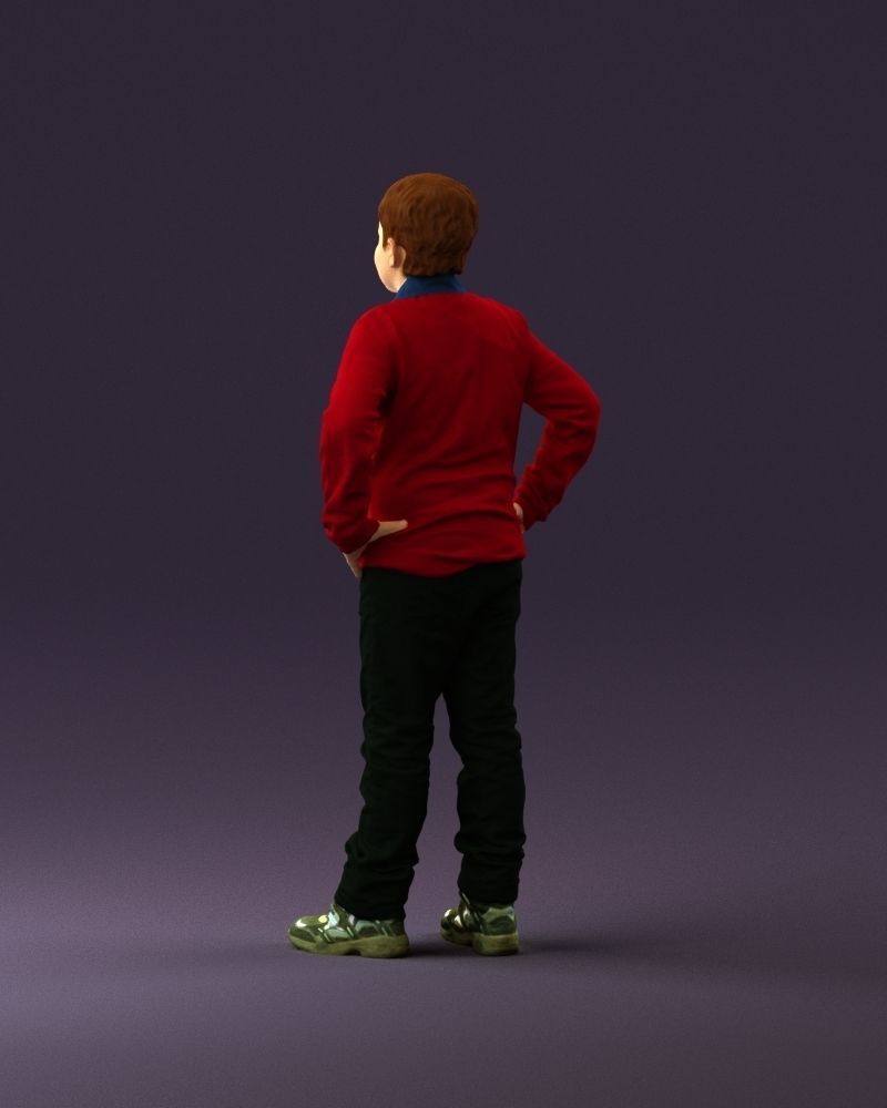 Boy in red blue polo hands on hips 0911 3D Print Ready 3D print model_19