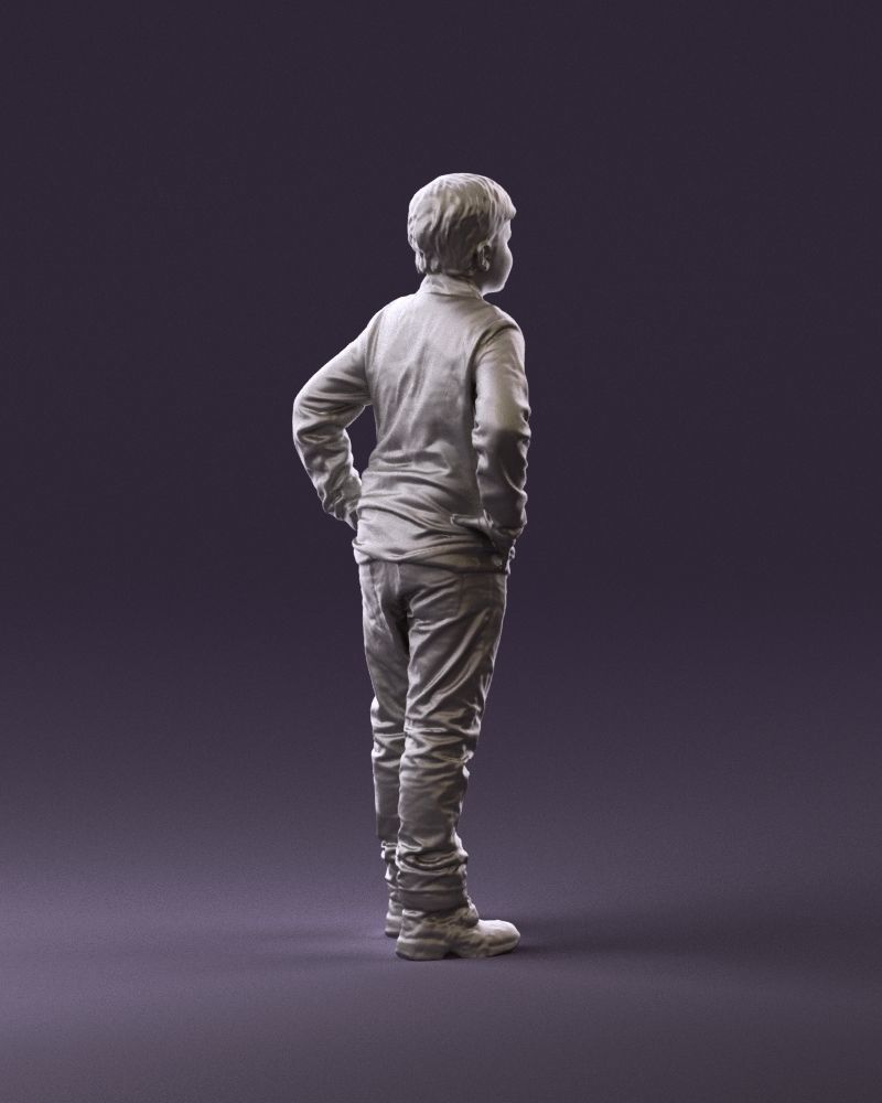 Boy in red blue polo hands on hips 0911 3D Print Ready 3D print model_5