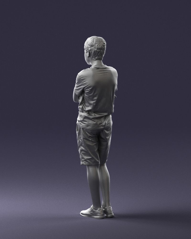 Boy in shorts and t-shirt 0463 3D print ready 3D print model_16