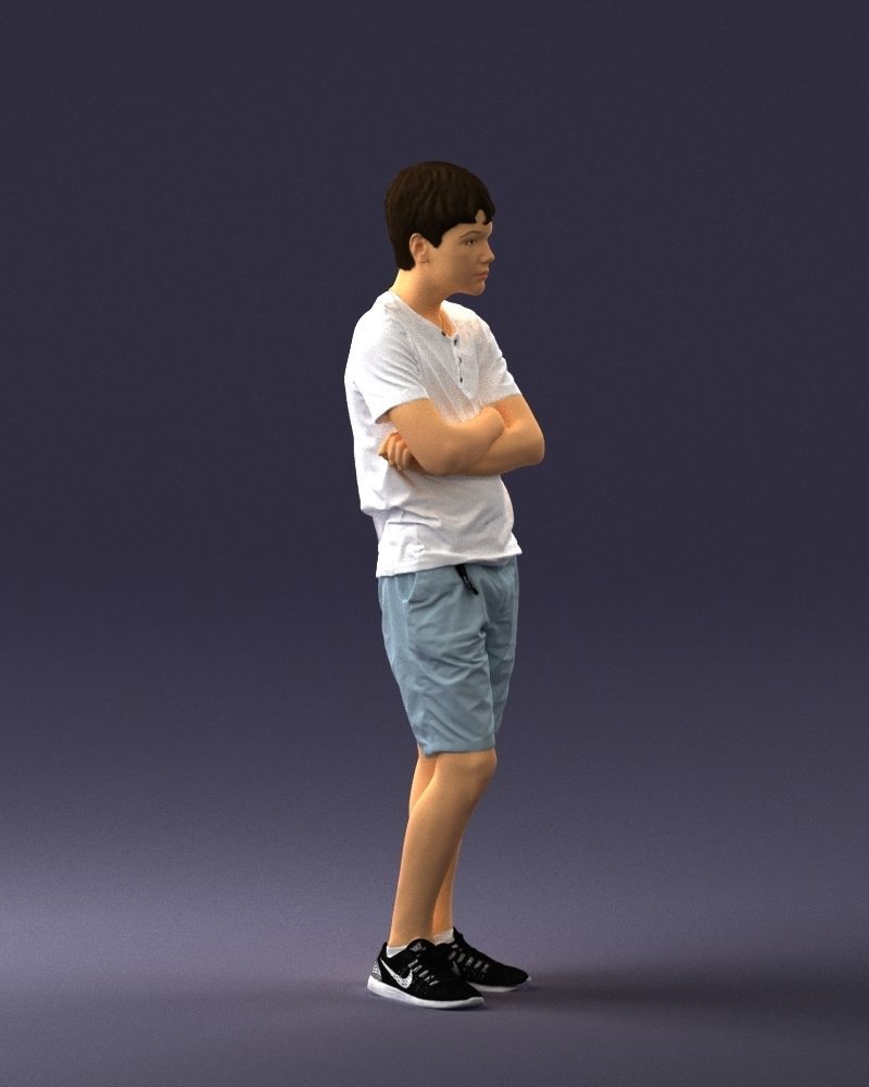 Boy in shorts and t-shirt 0463 3D print ready 3D print model_30