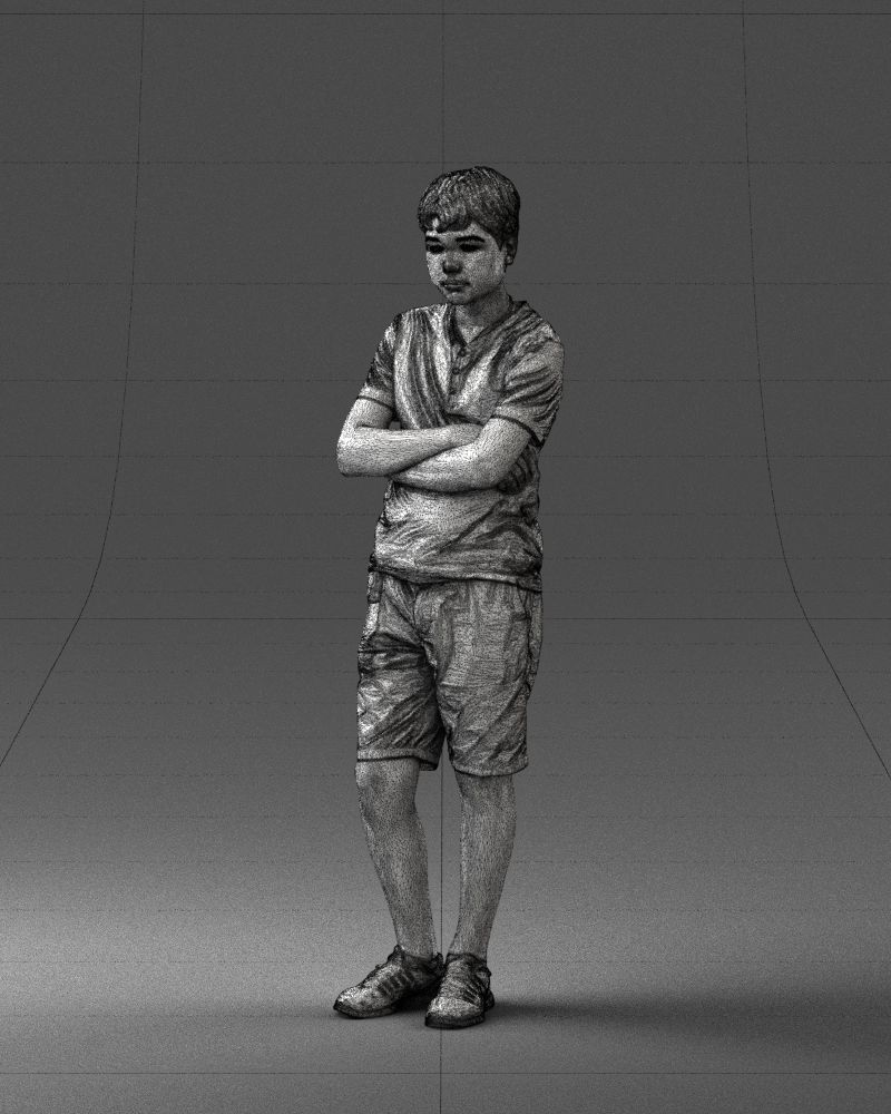 Boy in shorts and t-shirt 0463 3D print ready 3D print model_5