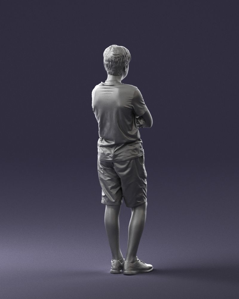 Boy in shorts and t-shirt 0463 3D print ready 3D print model_22