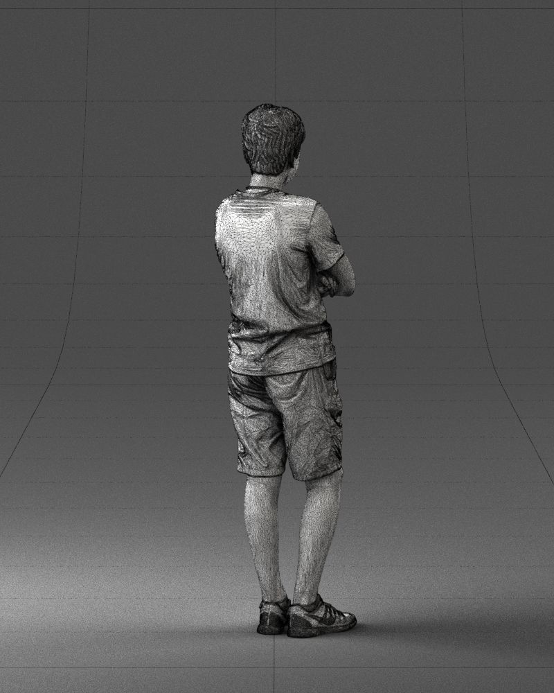 Boy in shorts and t-shirt 0463 3D print ready 3D print model_23