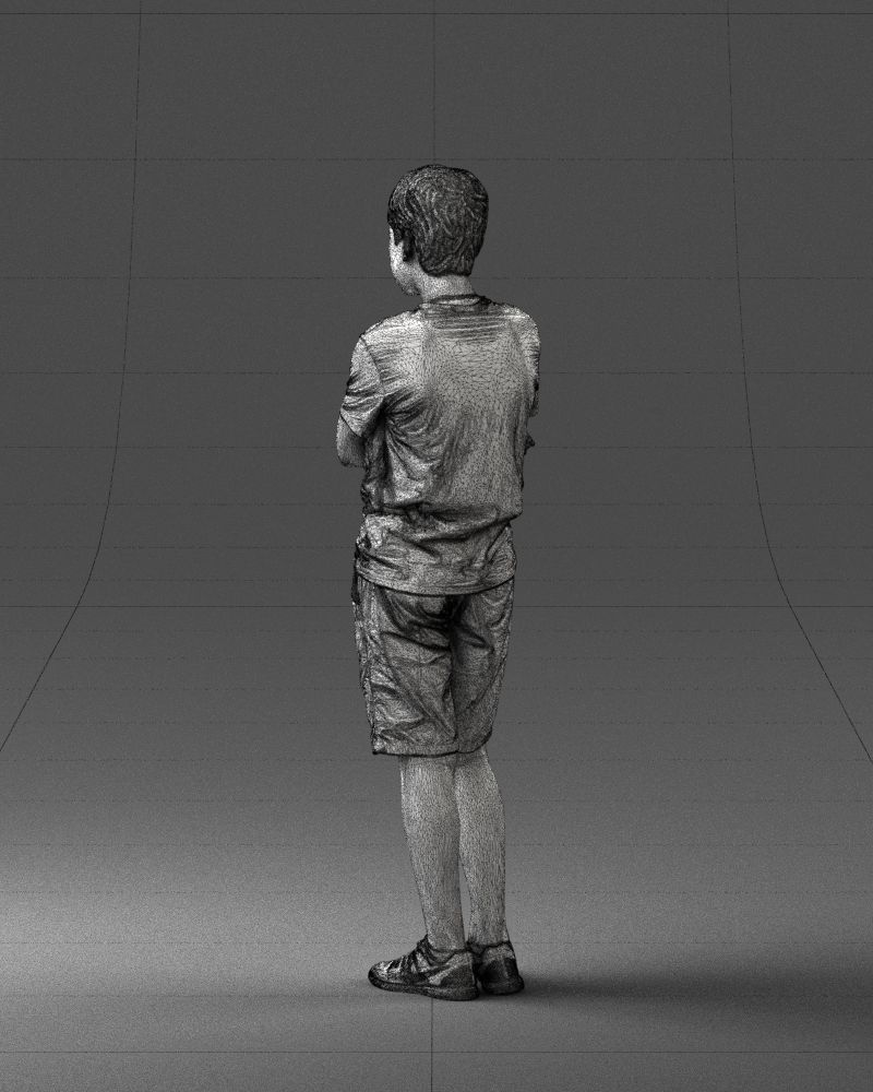 Boy in shorts and t-shirt 0463 3D print ready 3D print model_17