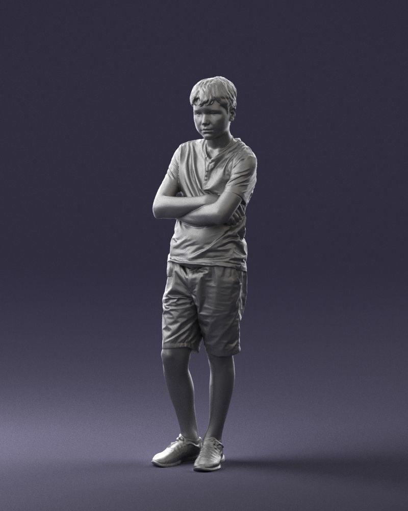 Boy in shorts and t-shirt 0463 3D print ready 3D print model_4